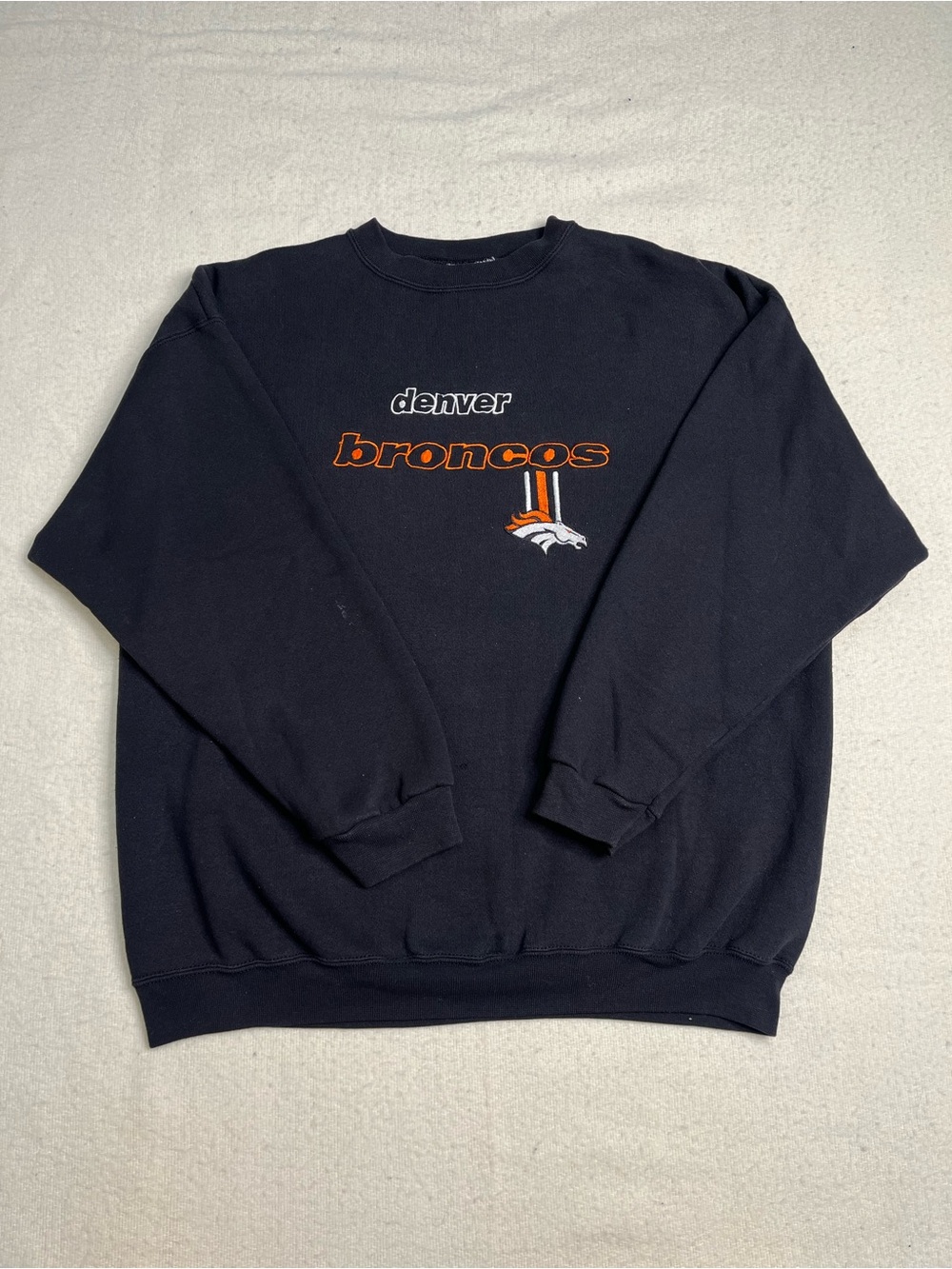 Vintage 90s Logo Athletic NFL Denver Broncos Crewneck Sweatshirt Mens XL Jersey